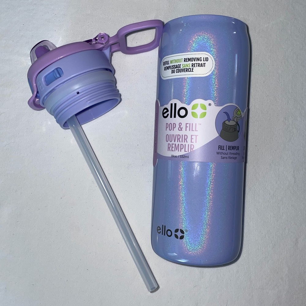 Purple Water Bottle with Straw - Picture 2 of 7